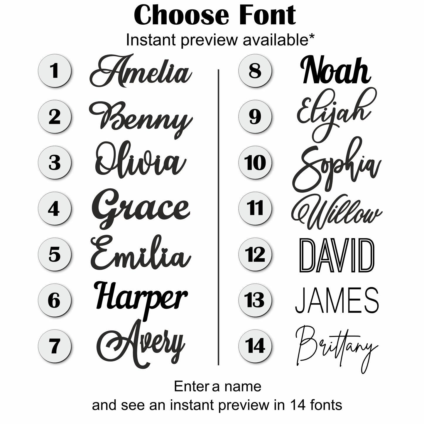 Personalized Wooden Name Sign with LIVE PREVIEW (10 font options)