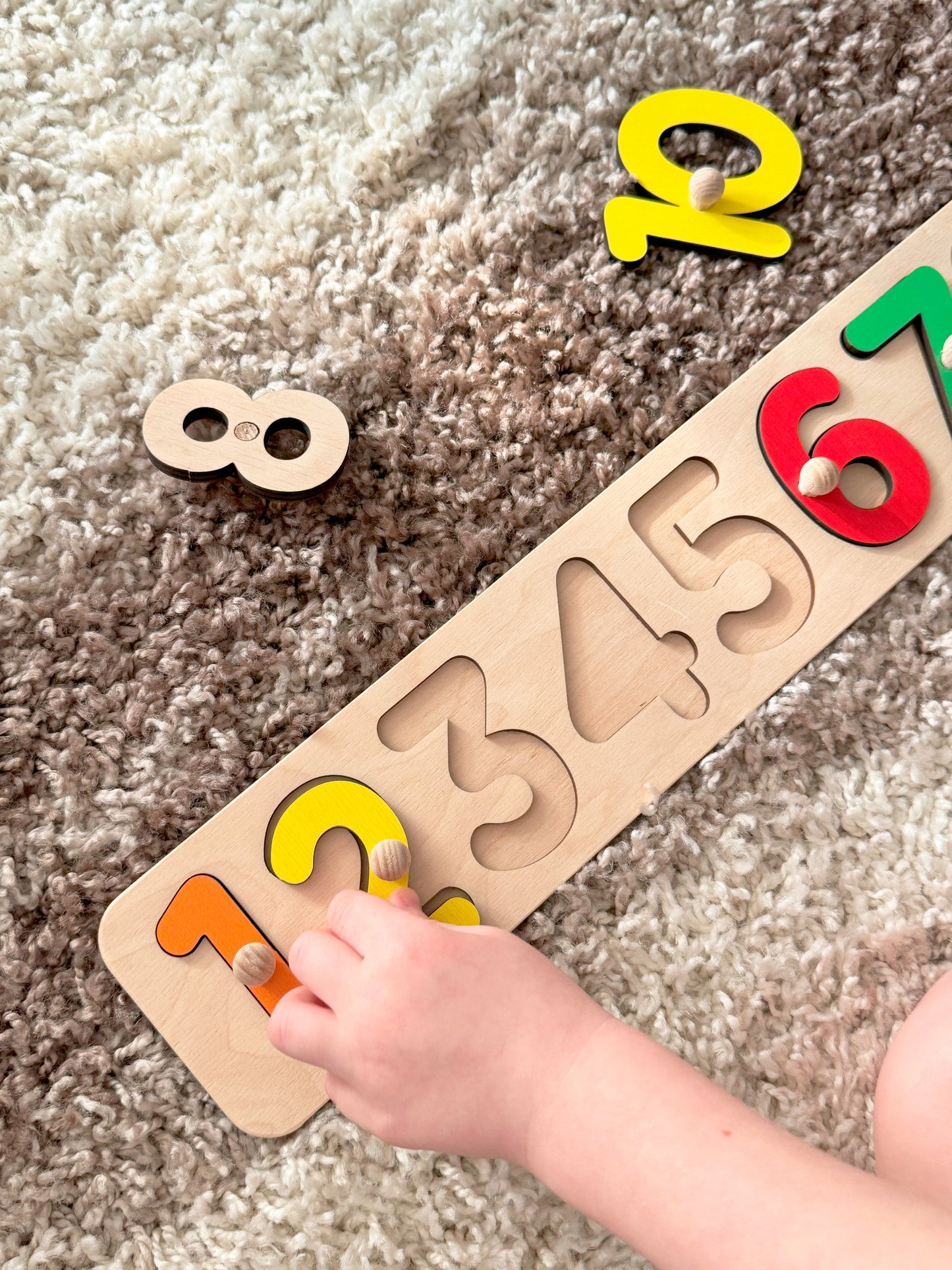 Wooden Number Puzzle for Kids, 1 to 10 Counting Board, Toddler Learning Toy, Montessori Toy, Baby Gift, Preschool Puzzle