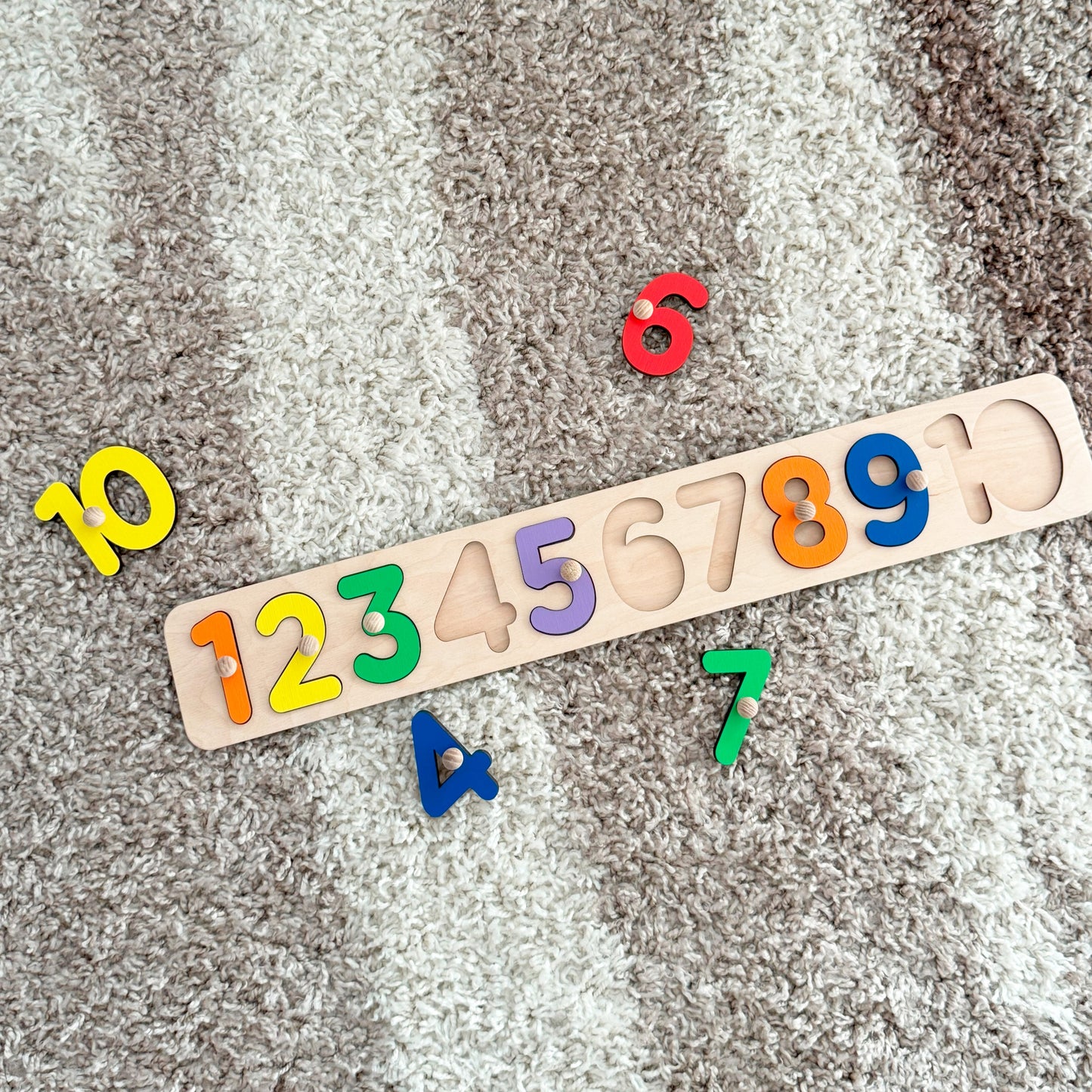 Wooden Number Puzzle for Kids, 1 to 10 Counting Board, Toddler Learning Toy, Montessori Toy, Baby Gift, Preschool Puzzle