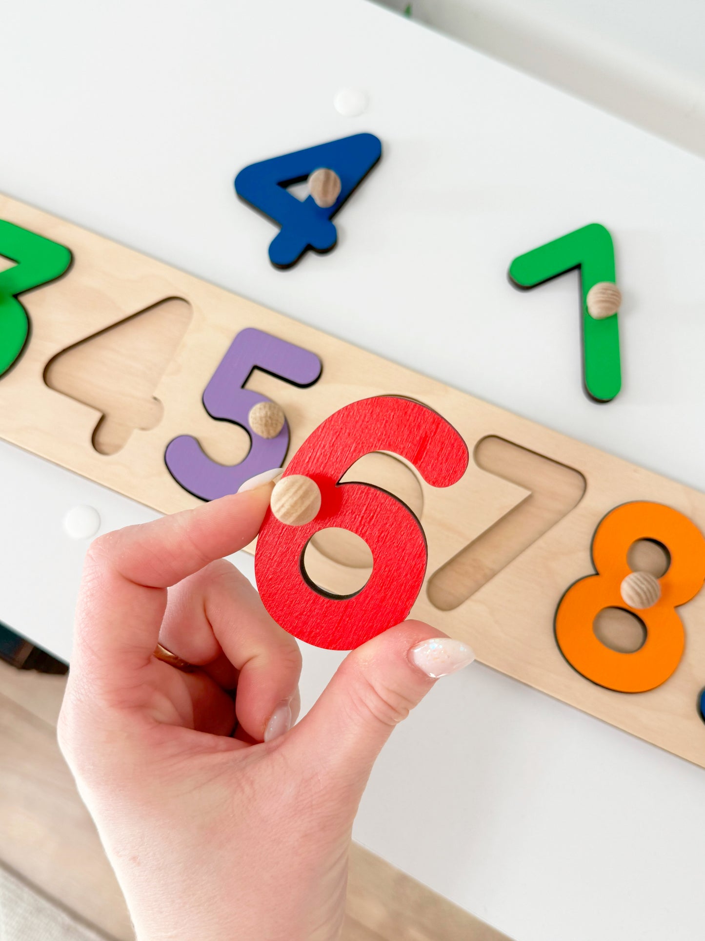 Wooden Number Puzzle for Kids, 1 to 10 Counting Board, Toddler Learning Toy, Montessori Toy, Baby Gift, Preschool Puzzle