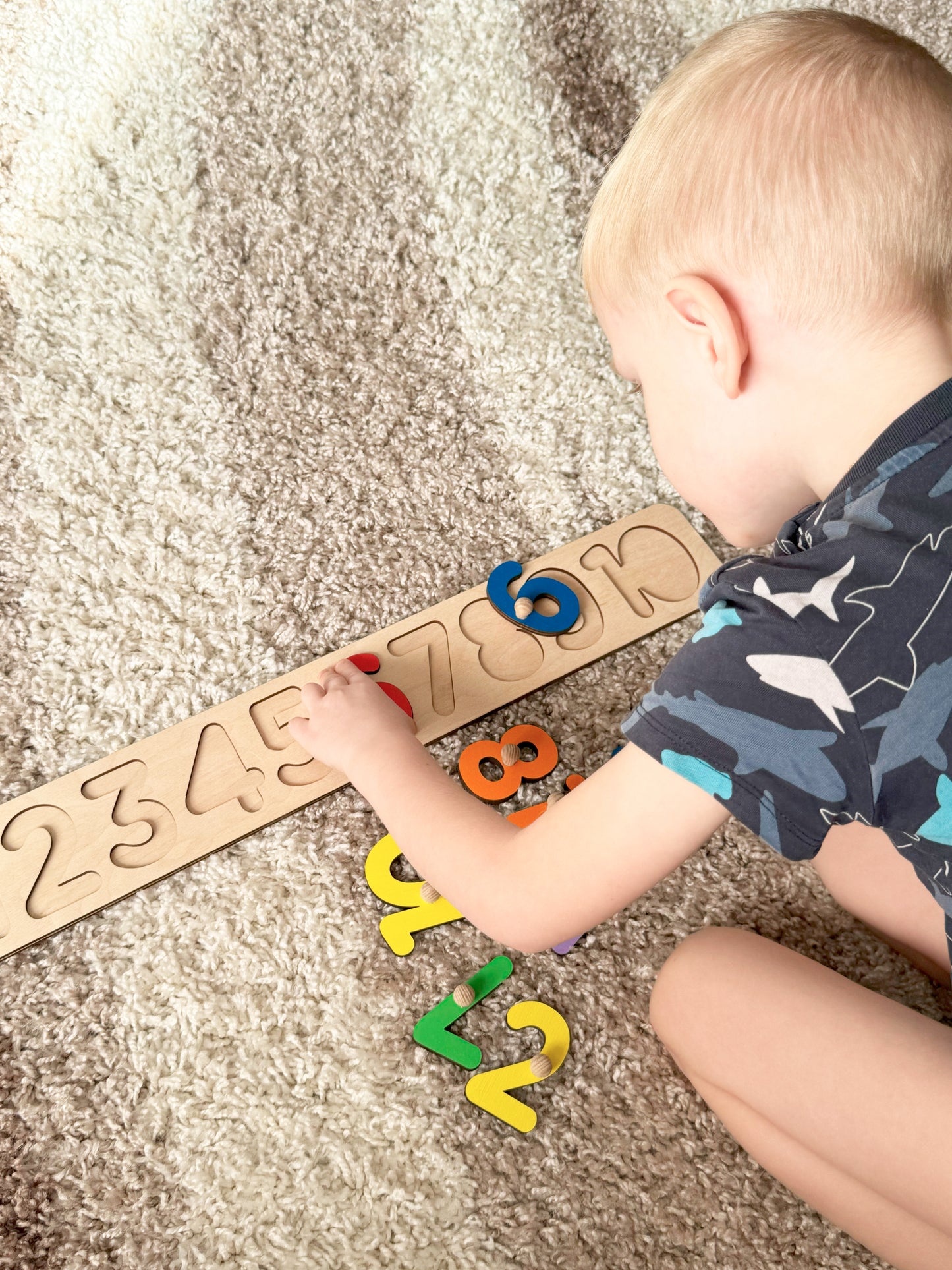 Wooden Number Puzzle for Kids, 1 to 10 Counting Board, Toddler Learning Toy, Montessori Toy, Baby Gift, Preschool Puzzle