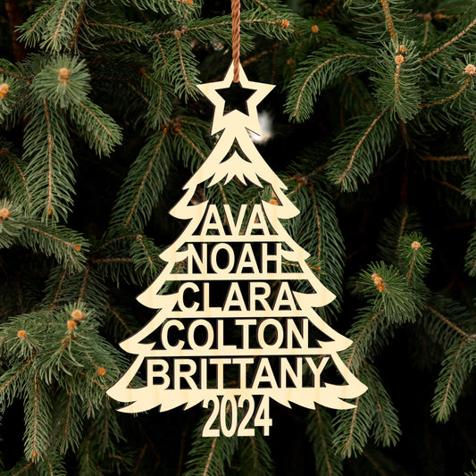 Family Christmas Ornaments 2024 Wooden Personalized Ornaments with Names