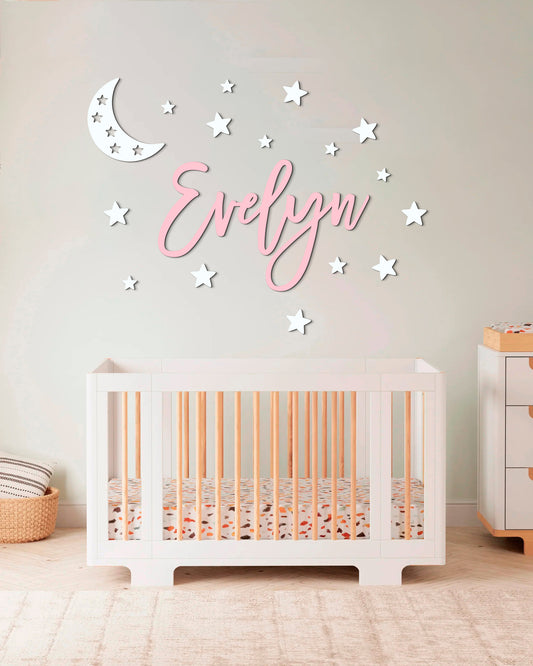 Personalized Wooden Name Sign with stars