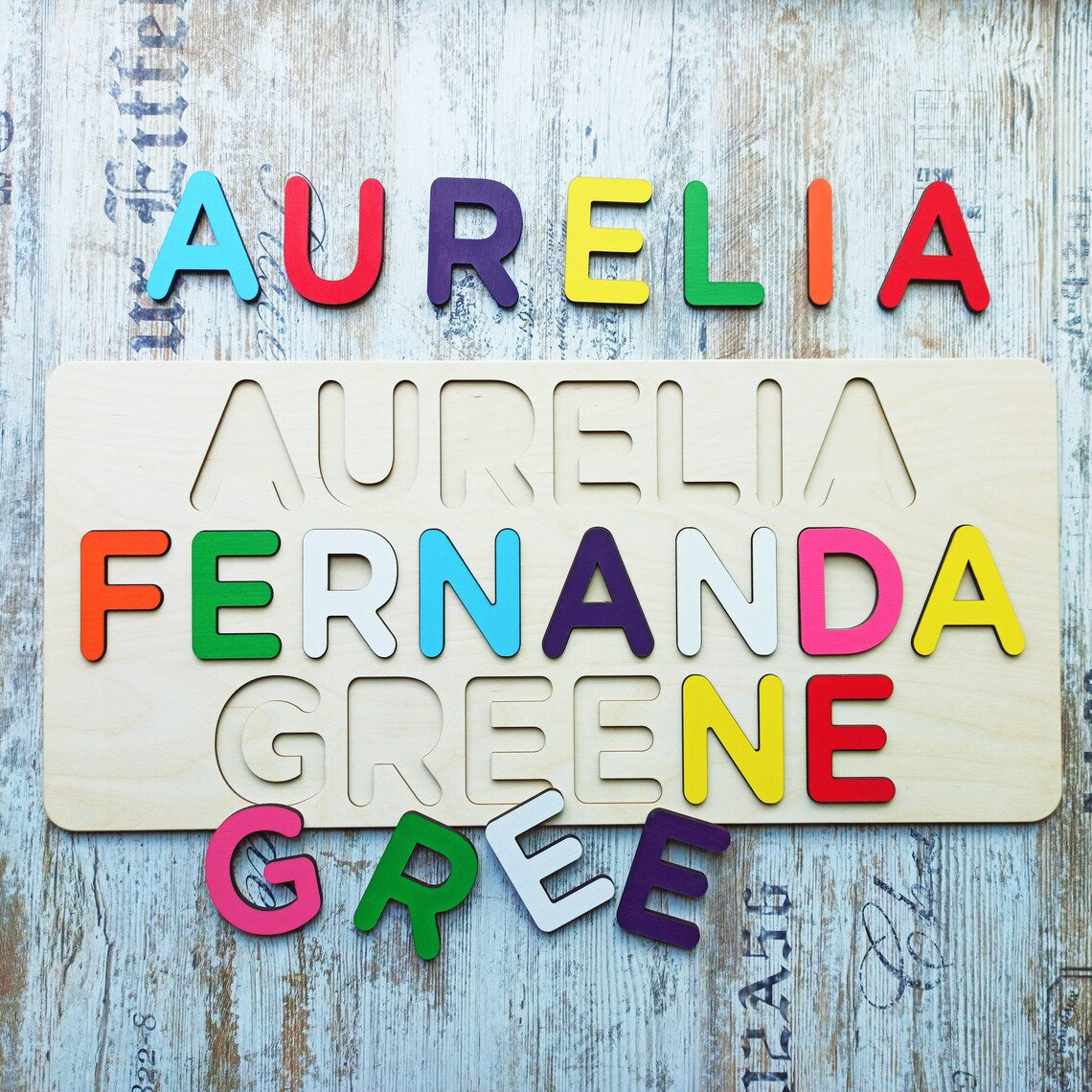 Personalized Wooden Three Name Puzzle